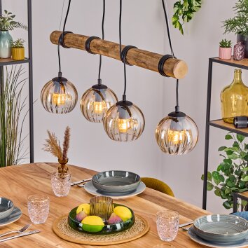 Koyoto Lampadario a sospensione, Lampada a sfera, Lampada a sospensione Écru, Nero, 4-Luci Koyoto Lampadario a sospensione, Lampada a sfera, Lampada a sospensione Écru, Nero, 4-Luci