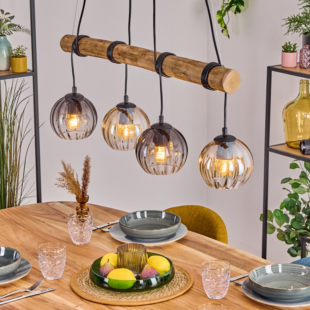 Koyoto Lampadario a sospensione, Lampada a sfera, Lampada a sospensione Écru, Nero, 4-Luci main product photo