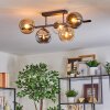 Koyoto Plafoniera, Lampada a sfera Ambrato, Cromo, Chiaro, Grigio fumo, 5-Luci