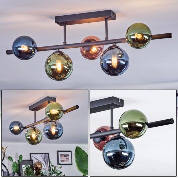 Chehalis Plafoniera, Lampada a sfera Blu, Verde, Ramato, 5-Luci Chehalis Plafoniera, Lampada a sfera Blu, Verde, Ramato, 5-Luci