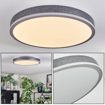 Salmi Plafoniera, Panel LED Grigio, Argento, 1-Luce