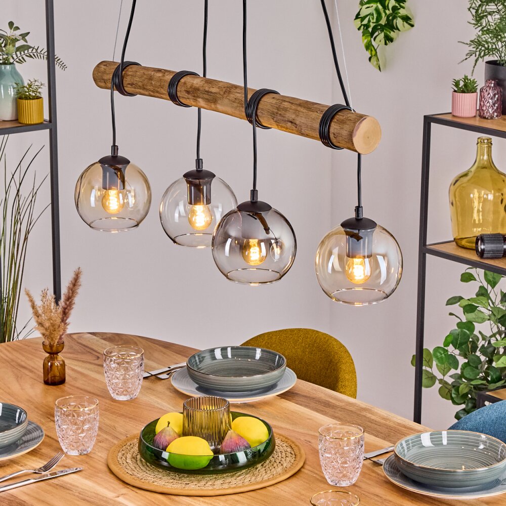 Koyoto Lampadario a sospensione, Lampada a sfera, Lampada a sospensione Écru, Nero, 4-Luci main product photo