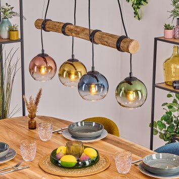 Koyoto Lampadario a sospensione, Lampada a sfera, Lampada a sospensione Écru, Nero, 4-Luci Koyoto Lampadario a sospensione, Lampada a sfera, Lampada a sospensione Écru, Nero, 4-Luci