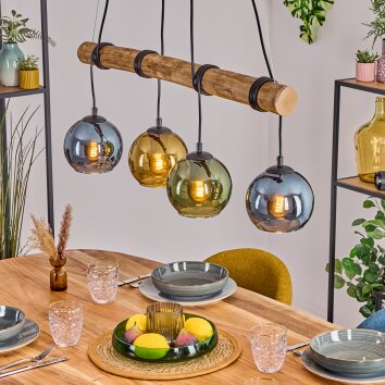 Koyoto Lampadario a sospensione, Lampada a sfera, Lampada a sospensione Écru, Nero, 4-Luci Koyoto Lampadario a sospensione, Lampada a sfera, Lampada a sospensione Écru, Nero, 4-Luci