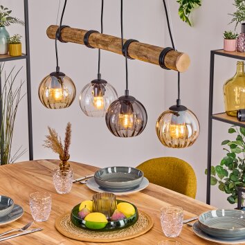 Koyoto Lampadario a sospensione, Lampada a sfera, Lampada a sospensione Écru, Nero, 4-Luci Koyoto Lampadario a sospensione, Lampada a sfera, Lampada a sospensione Écru, Nero, 4-Luci