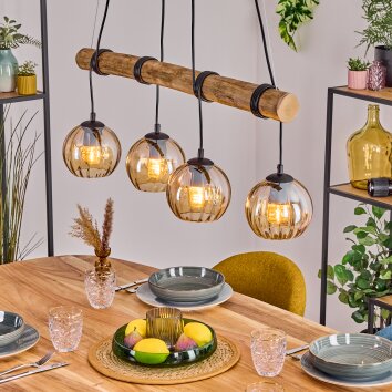 Koyoto Lampadario a sospensione, Lampada a sfera, Lampada a sospensione Écru, Nero, 4-Luci Koyoto Lampadario a sospensione, Lampada a sfera, Lampada a sospensione Écru, Nero, 4-Luci
