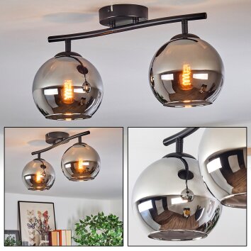 Koyoto Plafoniera, Lampada a sfera Cromo, Grigio fumo, 2-Luci