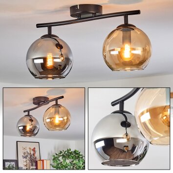 Koyoto Plafoniera, Lampada a sfera Ambrato, Grigio fumo, 2-Luci