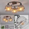 Ripoll Plafoniera, Lampada a sfera Cromo, Chiaro, Grigio fumo, 3-Luci
