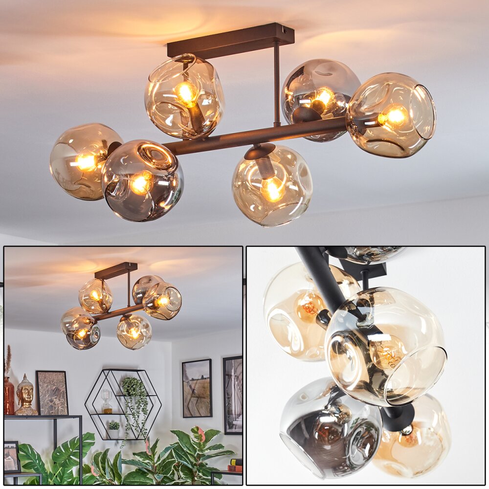 Ripoll Plafoniera, Lampada a sfera Ambrato, Grigio fumo, 6-Luci main product photo