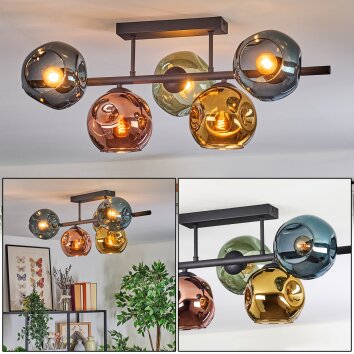 Ripoll Plafoniera, Lampada a sfera Blu, Oro, Verde, Ramato, 5-Luci