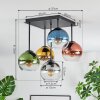Koyoto Plafoniera, Lampada a sfera 37 cm Blu, Oro, Verde, Chiaro, Ramato, Grigio fumo, 5-Luci