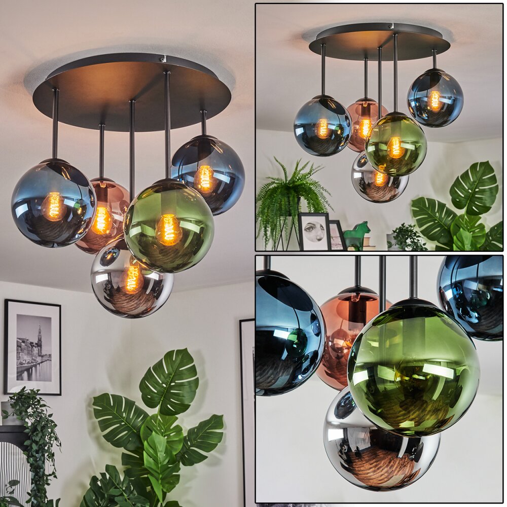 Gastor Plafoniera, Lampada a sfera Blu, Cromo, Verde, Ramato, Grigio fumo, 5-Luci main product photo