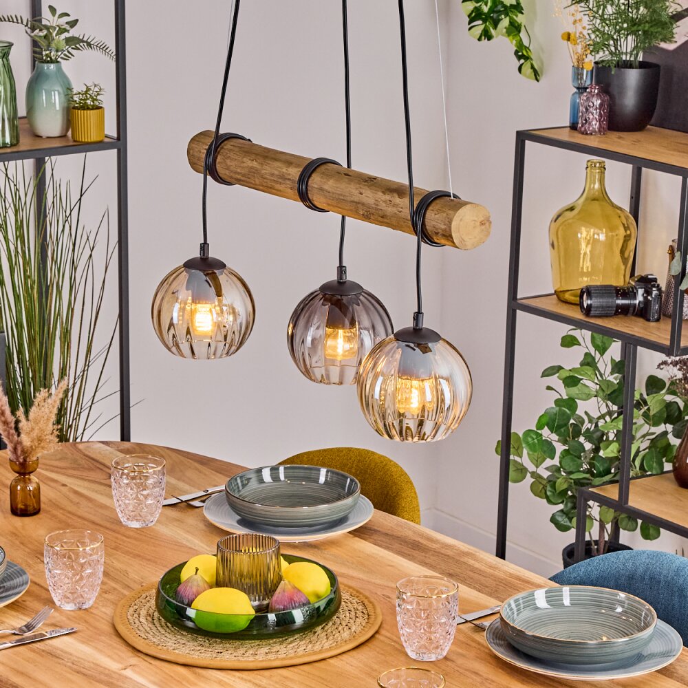 Koyoto Lampadario a sospensione, Lampada a sfera, Lampada a sospensione Écru, Nero, 3-Luci main product photo