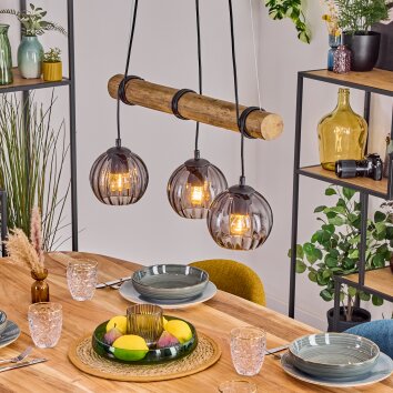 Koyoto Lampadario a sospensione, Lampada a sfera, Lampada a sospensione Écru, Nero, 3-Luci Koyoto Lampadario a sospensione, Lampada a sfera, Lampada a sospensione Écru, Nero, 3-Luci