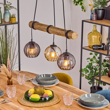 Koyoto Lampadario a sospensione, Lampada a sfera, Lampada a sospensione Écru, Nero, 3-Luci Koyoto Lampadario a sospensione, Lampada a sfera, Lampada a sospensione Écru, Nero, 3-Luci