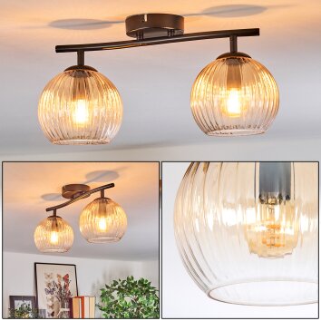 Koyoto Plafoniera, Lampada a sfera Ambrato, Chiaro, 2-Luci
