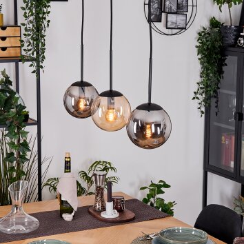 Gastor Lampadario a sospensione, Lampada a sfera, Lampada a sospensione Ambrato, Grigio fumo, 3-Luci Gastor Lampadario a sospensione, Lampada a sfera, Lampada a sospensione Ambrato, Grigio fumo, 3-Luci