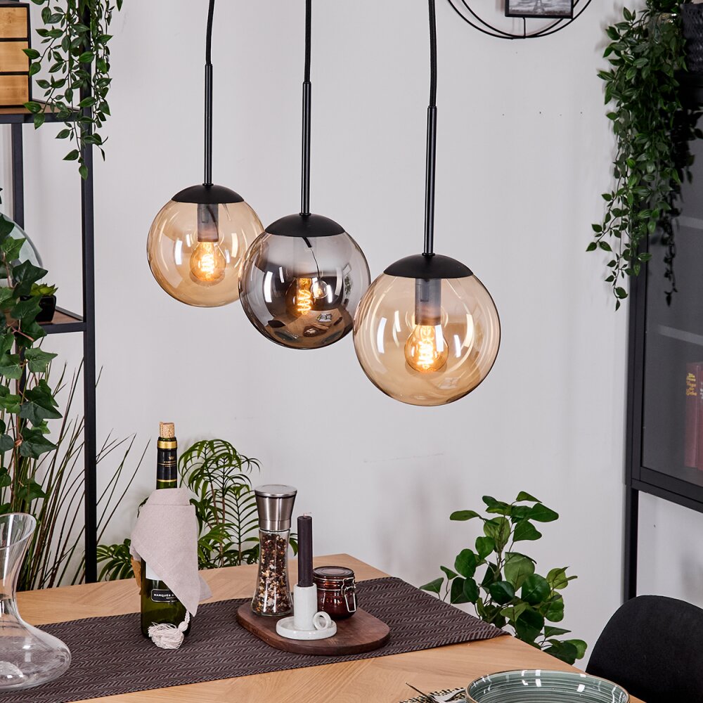 Gastor Lampadario a sospensione, Lampada a sfera, Lampada a sospensione Ambrato, Grigio fumo, 3-Luci main product photo