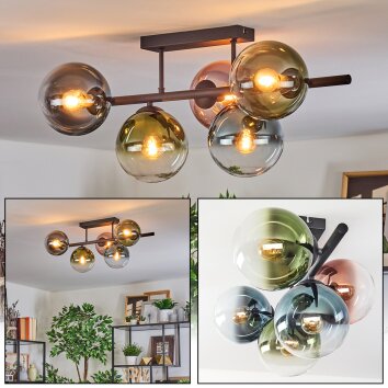 Gastor Plafoniera, Lampada a sfera Blu, Verde, Chiaro, Ramato, 5-Luci