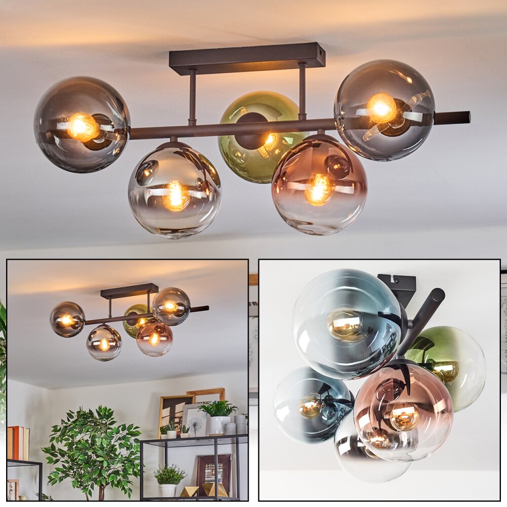 Gastor Plafoniera, Lampada a sfera Blu, Cromo, Verde, Chiaro, Ramato, Grigio fumo, 5-Luci main product photo