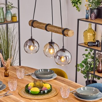 Koyoto Lampadario a sospensione, Lampada a sfera, Lampada a sospensione Écru, Nero, 3-Luci Koyoto Lampadario a sospensione, Lampada a sfera, Lampada a sospensione Écru, Nero, 3-Luci
