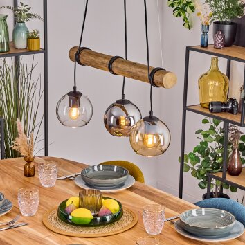 Koyoto Lampadario a sospensione, Lampada a sfera, Lampada a sospensione Écru, Nero, 3-Luci Koyoto Lampadario a sospensione, Lampada a sfera, Lampada a sospensione Écru, Nero, 3-Luci