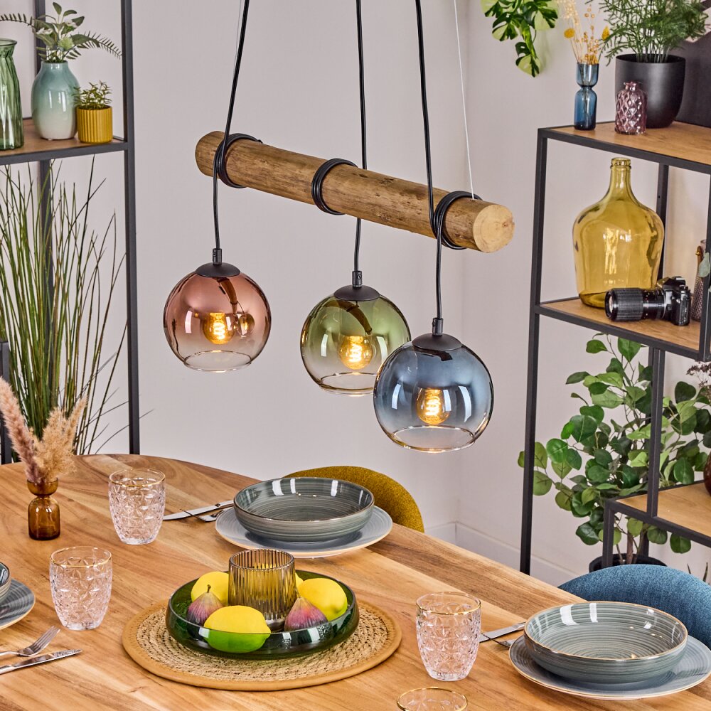 Koyoto Lampadario a sospensione, Lampada a sfera, Lampada a sospensione Écru, Nero, 3-Luci main product photo
