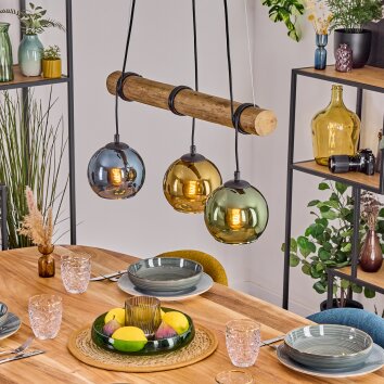 Koyoto Lampadario a sospensione, Lampada a sfera, Lampada a sospensione Écru, Nero, 3-Luci Koyoto Lampadario a sospensione, Lampada a sfera, Lampada a sospensione Écru, Nero, 3-Luci