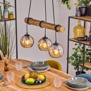 Koyoto Lampadario a sospensione, Lampada a sfera, Lampada a sospensione Écru, Nero, 3-Luci Koyoto Lampadario a sospensione, Lampada a sfera, Lampada a sospensione Écru, Nero, 3-Luci