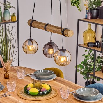 Koyoto Lampadario a sospensione, Lampada a sfera, Lampada a sospensione Écru, Nero, 3-Luci