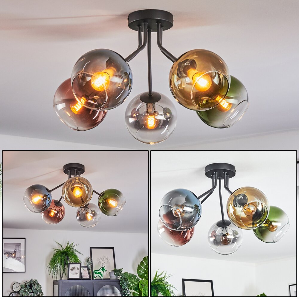 Koyoto Plafoniera, Lampada a sfera 52 cm Blu, Cromo, Oro, Verde, Chiaro, Ramato, Grigio fumo, 5-Luci main product photo