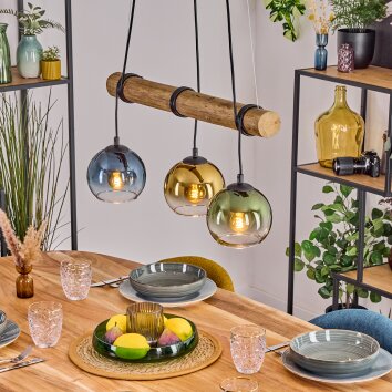 Koyoto Lampadario a sospensione, Lampada a sfera, Lampada a sospensione Écru, Nero, 3-Luci