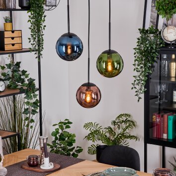 Gastor Lampadario a sospensione, Lampada a sfera, Lampada a sospensione Blu, Verde, Ramato, 3-Luci
