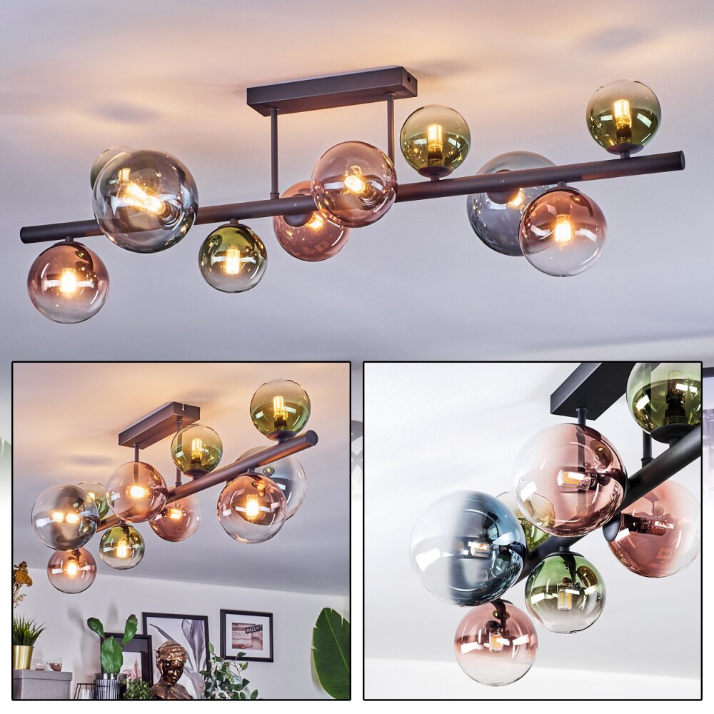 Chehalis Plafoniera, Lampada a sfera Blu, Verde, Chiaro, Ramato, 10-Luci main product photo