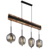 Globo LOREY Lampadario a sospensione Legno scuro, Nero, 4-Luci