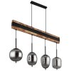 Globo LOREY Lampadario a sospensione Legno scuro, Nero, 4-Luci