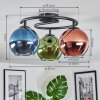 Koyoto Plafoniera, Lampada a sfera 37 cm Blu, Verde, Ramato, 3-Luci