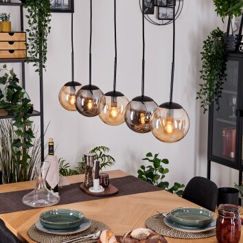 Gastor Lampadario a sospensione, Lampada a sfera, Lampada a sospensione Ambrato, Grigio fumo, 5-Luci