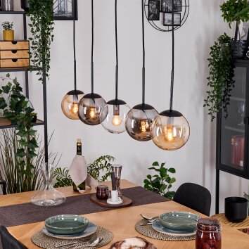 Gastor Lampadario a sospensione, Lampada a sfera, Lampada a sospensione Ambrato, Chiaro, Grigio fumo, 5-Luci Gastor Lampadario a sospensione, Lampada a sfera, Lampada a sospensione Ambrato, Chiaro, Grigio fumo, 5-Luci