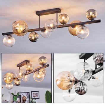 Chehalis Plafoniera, Lampada a sfera Ambrato, Chiaro, Grigio fumo, 10-Luci