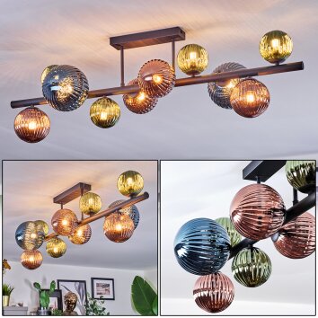 Chehalis Plafoniera, Lampada a sfera Blu, Verde, Ramato, 10-Luci