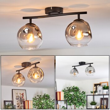 Ripoll Plafoniera, Lampada a sfera Chiaro, Grigio fumo, 2-Luci