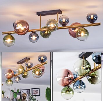 Chehalis Plafoniera, Lampada a sfera Oro, Nero, 10-Luci