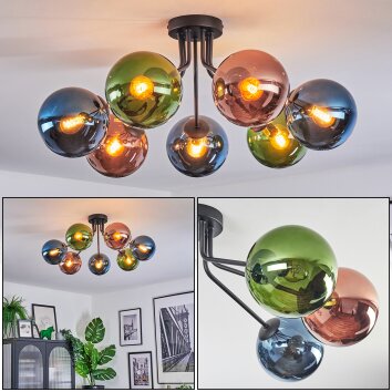 Gastor Plafoniera, Lampada a sfera 82 cm Blu, Verde, Ramato, 7-Luci
