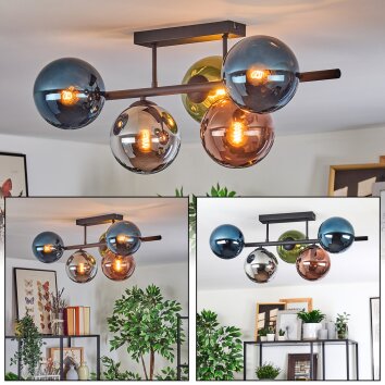 Gastor Plafoniera, Lampada a sfera Blu, Cromo, Verde, Ramato, Grigio fumo, 5-Luci