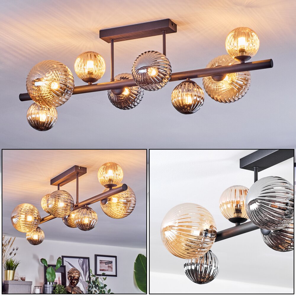 Chehalis Plafoniera, Lampada a sfera Ambrato, Grigio fumo, 8-Luci main product photo