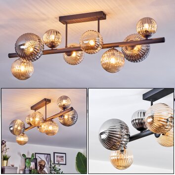 Chehalis Plafoniera, Lampada a sfera Ambrato, Grigio fumo, 8-Luci Chehalis Plafoniera, Lampada a sfera Ambrato, Grigio fumo, 8-Luci