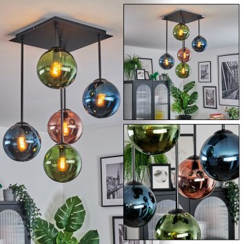 Gastor Plafoniera, Lampada a sfera Blu, Verde, Ramato, 5-Luci