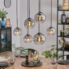 Koyoto Lampadario a sospensione, Lampada a sfera, Lampada a sospensione Chiaro, Grigio fumo, 6-Luci